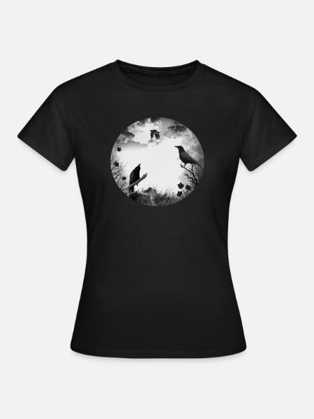 Gothik Krähen Raben - Frauen T-Shirt - Schwarz