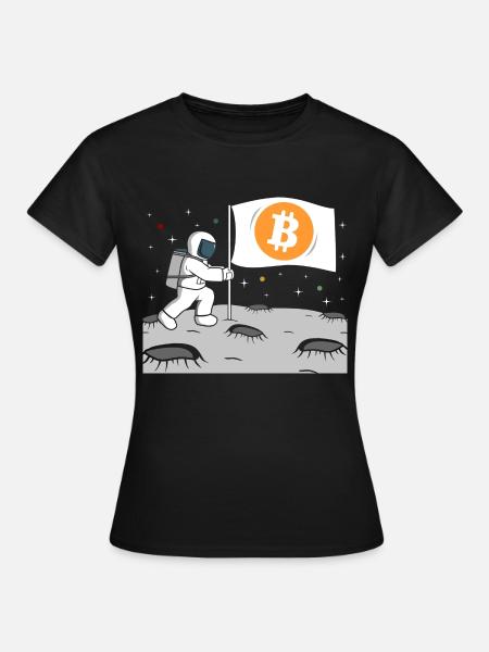 Astronaut Bitcoin Mond BTC - Frauen T-Shirt - Schwarz
