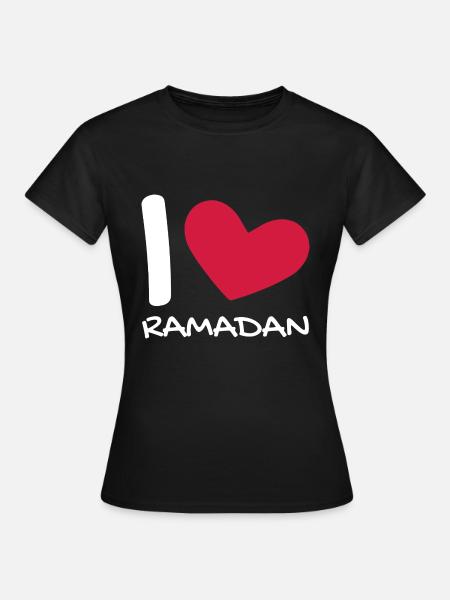 Ich liebe Ramadan Geschenk Herz - Frauen T-Shirt - Schwarz