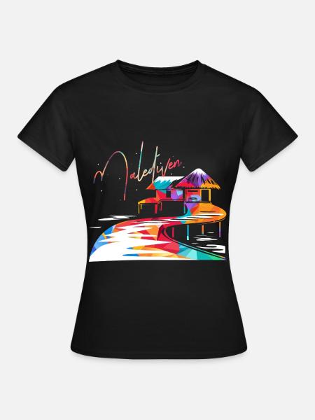 Leuchtende Malediven Korallenriff - Frauen T-Shirt - Schwarz