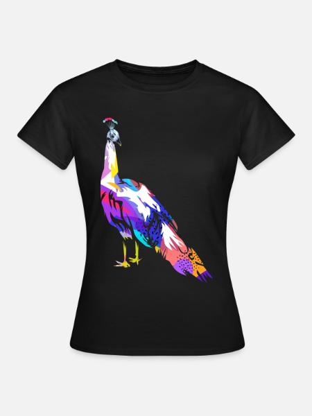 Stolzierender Pfau Federschmuck - Frauen T-Shirt - Schwarz