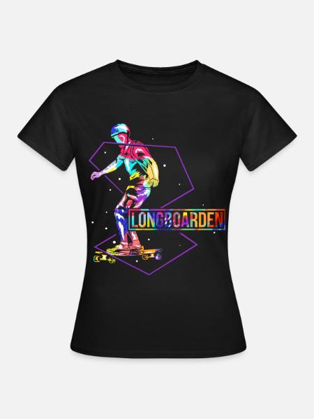 Waghalsiger Longboard Stuntfahrer - Frauen T-Shirt - Schwarz