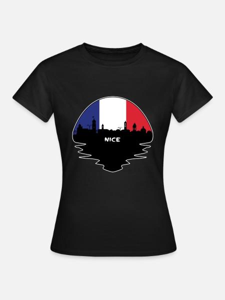 Schöne Frankreich-Flaggen-Skyline-Schattenbild-Reise - Frauen T-Shirt - Schwarz