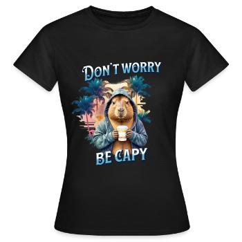 Don t worry be capy, cooles Capybara Kaffeetasse - Frauen T-Shirt - Schwarz - Vorne - AI Model Female 172 dark (172cm)