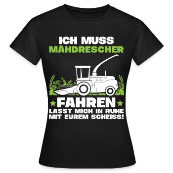 Mähdrescher Vintage - Farmer Bauer - Frauen T-Shirt - Schwarz - Vorne - AI Model Female 172 dark (172cm)