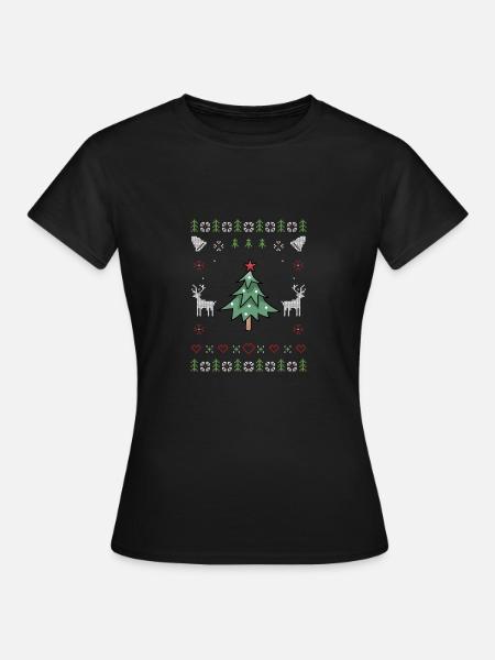 Weihnachtsbaum Ugly Christmas - Frauen T-Shirt - Schwarz