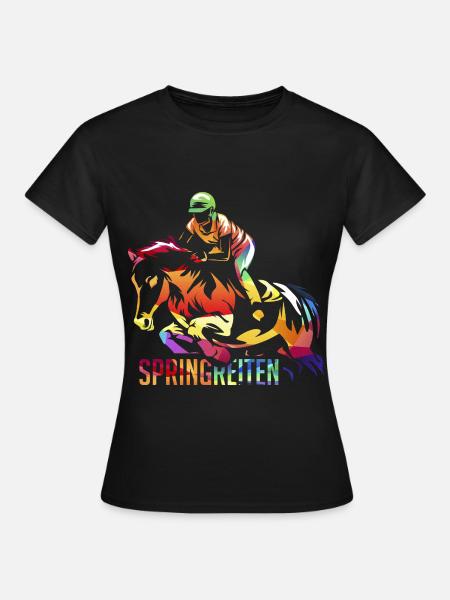 Schwungvoller Springreiter Parcours - Frauen T-Shirt - Schwarz
