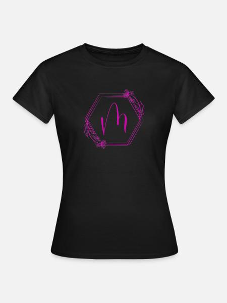 Monogramm M im Hexagonrahmen - Frauen T-Shirt - Schwarz