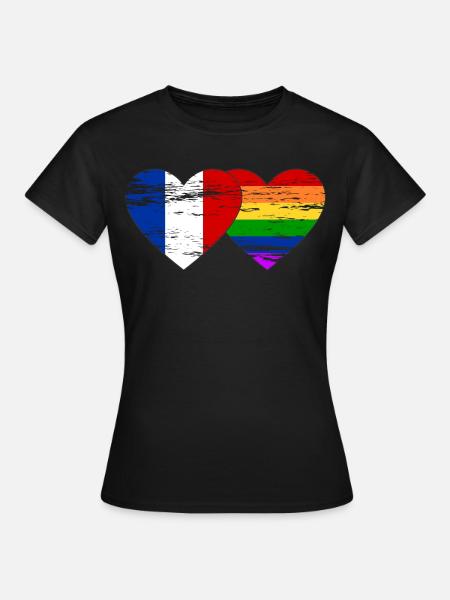 Frankreich Regenbogen Flagge used - Frauen T-Shirt - Schwarz