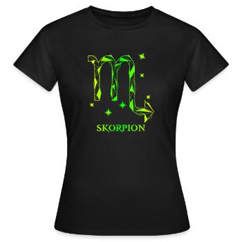 Sternzeichen Skorpion Neon-Grün - Frauen T-Shirt - Schwarz - Vorne - AI Model Female 172 dark (172cm)
