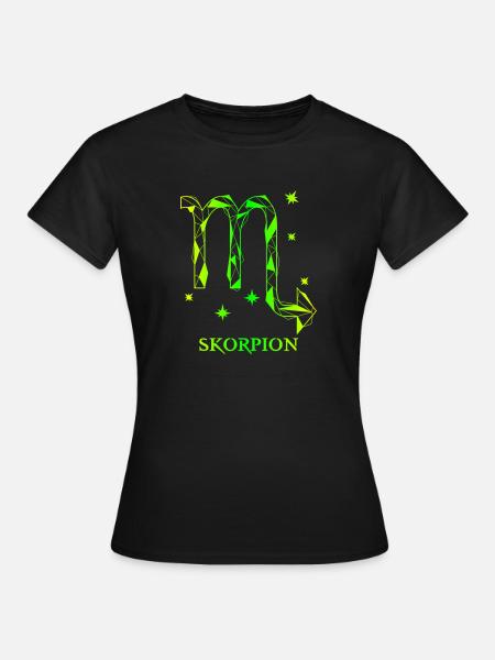 Sternzeichen Skorpion Neon-Grün - Frauen T-Shirt - Schwarz