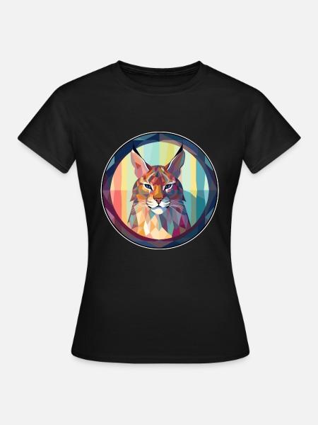 Luchs Buntes Cartoon-Kawaii-Tier - Frauen T-Shirt - Schwarz