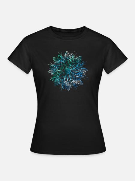 Mandala - Blau - Frauen T-Shirt - Schwarz