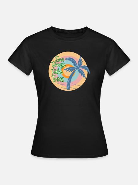 Meeresbrise Palmenbaum - Frauen T-Shirt - Schwarz