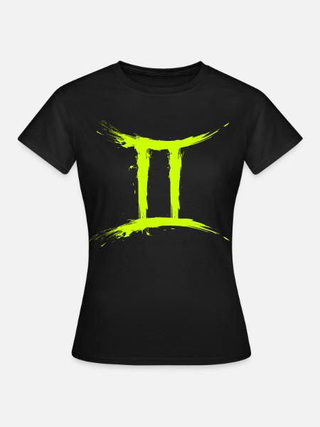 Sternzeichen Zwillinge Gelb Gemini Symbol - Frauen T-Shirt - Schwarz