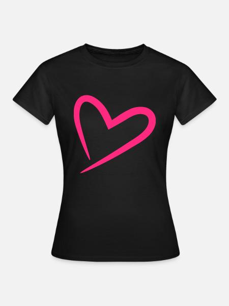Herz in Rosa - Frauen T-Shirt - Schwarz