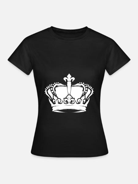 Weiße Krone Queen Partnerlook Damen - Frauen T-Shirt - Schwarz