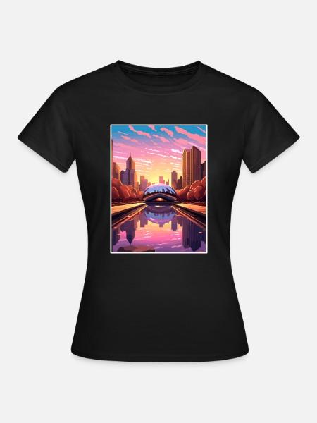 Chicago Illinois Millennium Park Reiseplakat - Frauen T-Shirt - Schwarz
