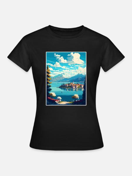 Lago Maggiore Schweiz Vintage Reiseposter - Frauen T-Shirt - Schwarz
