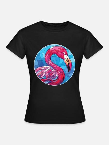 Flamingo bunte Aquarell-Tierillustration - Frauen T-Shirt - Schwarz