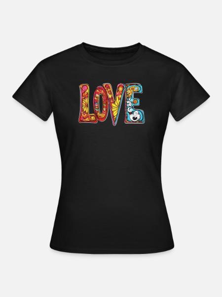 Buntes LOVE Design - Frauen T-Shirt - Schwarz