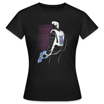 Actiongeladenes Laser Tag Duell - Frauen T-Shirt - Schwarz - Vorne - AI Model Female 172 dark (172cm)