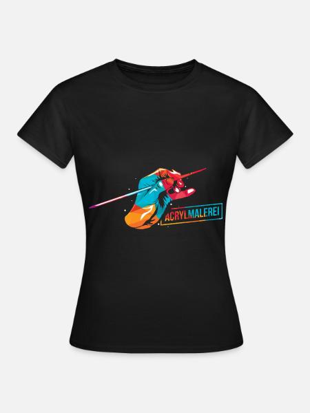 Lebendige Acrylmalerei Leinwand - Frauen T-Shirt - Schwarz
