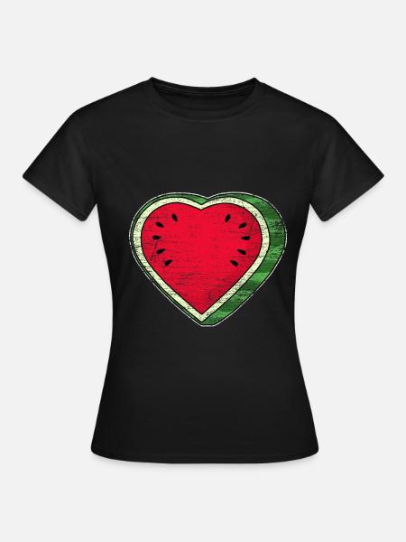 Erfrischende Wassermelone Herzform - Frauen T-Shirt - Schwarz
