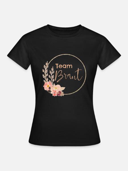 Team Braut - rosa Blumen - Frauen T-Shirt - Schwarz