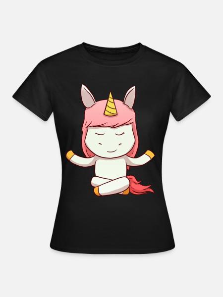 Unicorn Meditation - Frauen T-Shirt - Schwarz