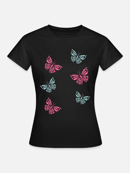 Butterflies Schmetterlinge - Frauen T-Shirt - Schwarz