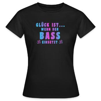 Glück ist wenn der Bass einsetzt! GOA - Frauen T-Shirt - Schwarz - Vorne - AI Model Female 172 dark (172cm)