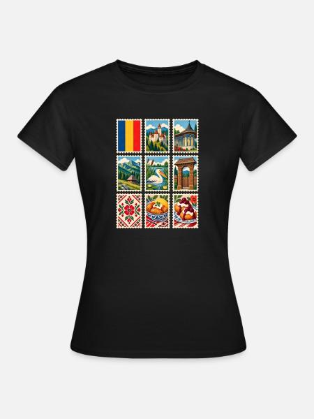 Rumänien Briefmarken - Frauen T-Shirt - Schwarz