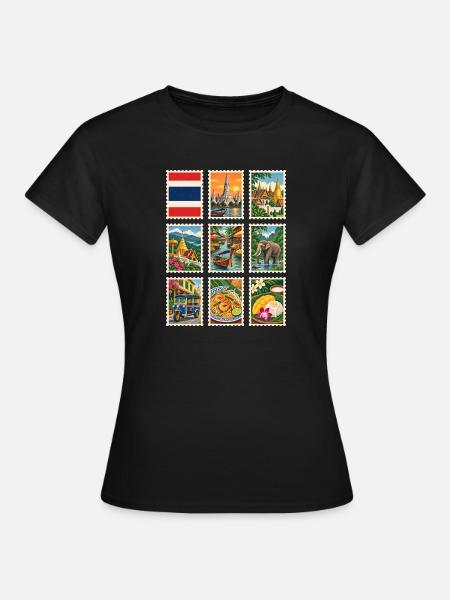 Thailand Briefmarken - Frauen T-Shirt - Schwarz