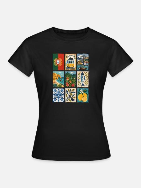 Portugal Briefmarken - Frauen T-Shirt - Schwarz