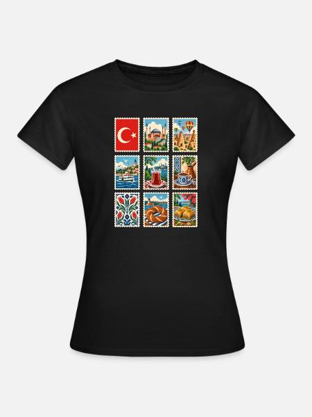 Türkei Briefmarken - Frauen T-Shirt - Schwarz