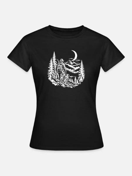 Mondnachtjäger im Wald - Frauen T-Shirt - Schwarz
