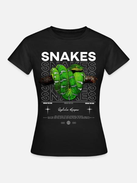 Smaragdbaum-Boa-Schlangenhüter Reptilienhüter - Frauen T-Shirt - Schwarz