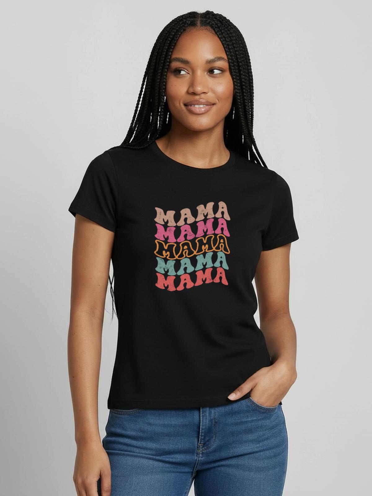 Wellige Regenbogen-Mama - Frauen T-Shirt - Schwarz - Vorne - AI Model Female 172 dark (172cm)