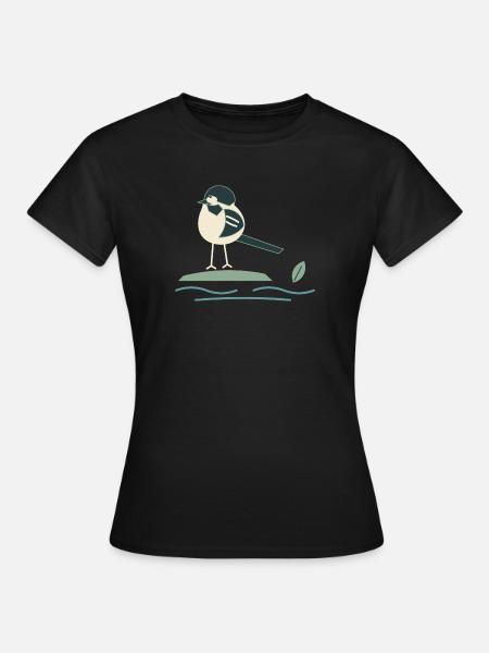 Bachstelze am Bach - Frauen T-Shirt - Schwarz
