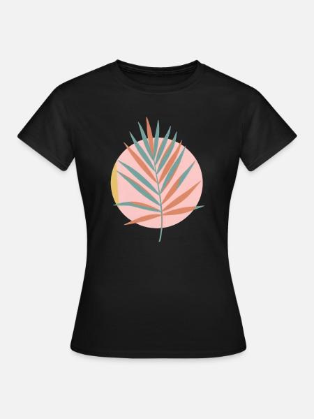 Boho-Tropenpalmenblatt-Ästhetik - Frauen T-Shirt - Schwarz