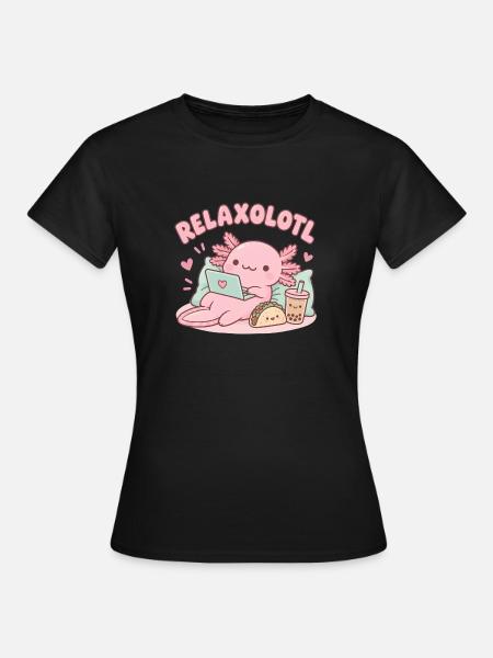 Relaxaxolotl am Laptop - Frauen T-Shirt - Schwarz