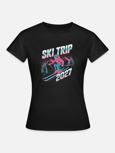 Skireise 2027 Neon Retro - Frauen T-Shirt - Schwarz