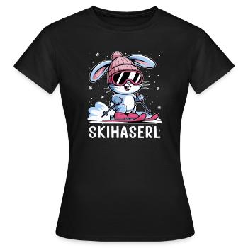 Lustiges Skihaserl Skiurlaub Aprés Ski Party - Frauen T-Shirt - Schwarz - Vorne - AI Model Female 172 dark (172cm)
