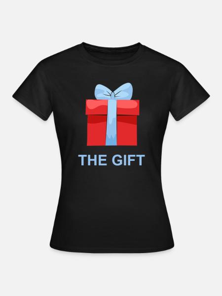 Rotes Geschenk mit Blauem Band - Frauen T-Shirt - Schwarz