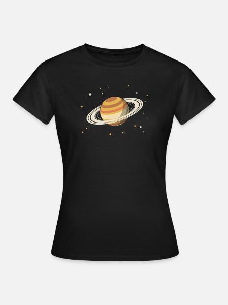 Ringplanet mit Rasterschatten und Sternen - Frauen T-Shirt - Schwarz