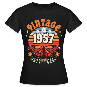 1957 70 Jahre Jubiläum Vintage Woman - Frauen T-Shirt - Schwarz - Vorne - AI Model Female 172 dark (172cm)