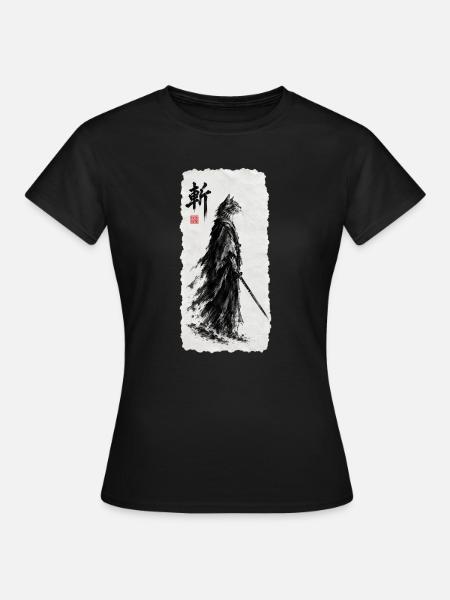 Samurai Katzensamurai  - Frauen T-Shirt - Schwarz