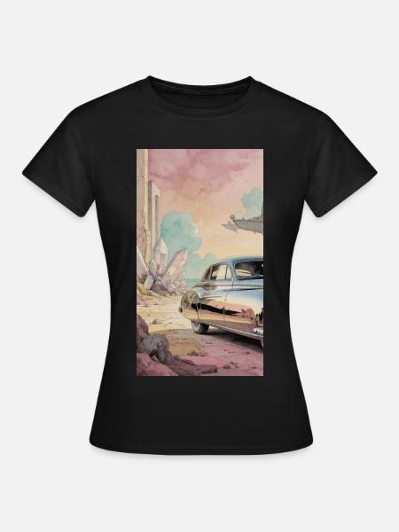 Retro Dream auf Pastelwüste - Frauen T-Shirt - Schwarz