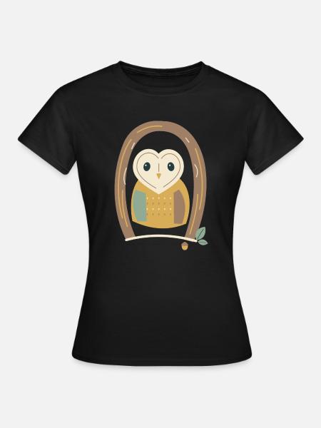 Scheiereule in einer Baumhöhle - Frauen T-Shirt - Schwarz